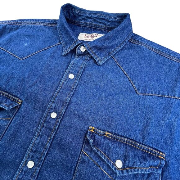 Vintage Big Mac Workwear Shirt Men's 2XL Blue Denim Pearl Snap Western Pockets - Picture 1 of 11